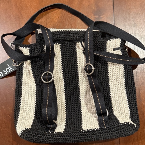 THE SAK Chic Black and White Striped Backpack - Picture 4 of 10